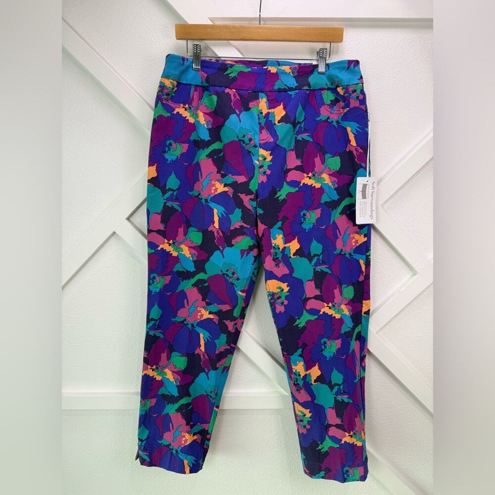 NWT Soft Surroundings Super Stretch Capri Legging Pants Floral Tummy Panel XL